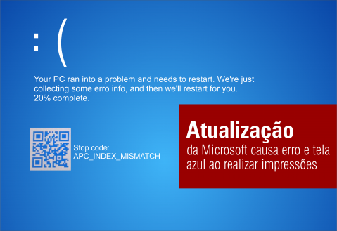 Atualização da Microsoft causa erro e tela azul ao realizar impressões 
